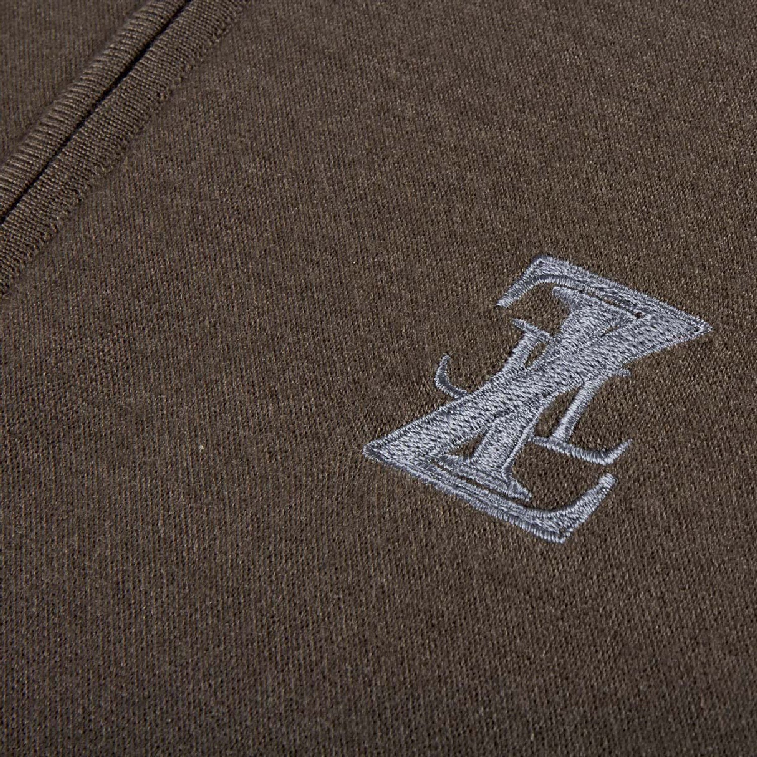 Zipped jumper with wool trim - Brown & Grey