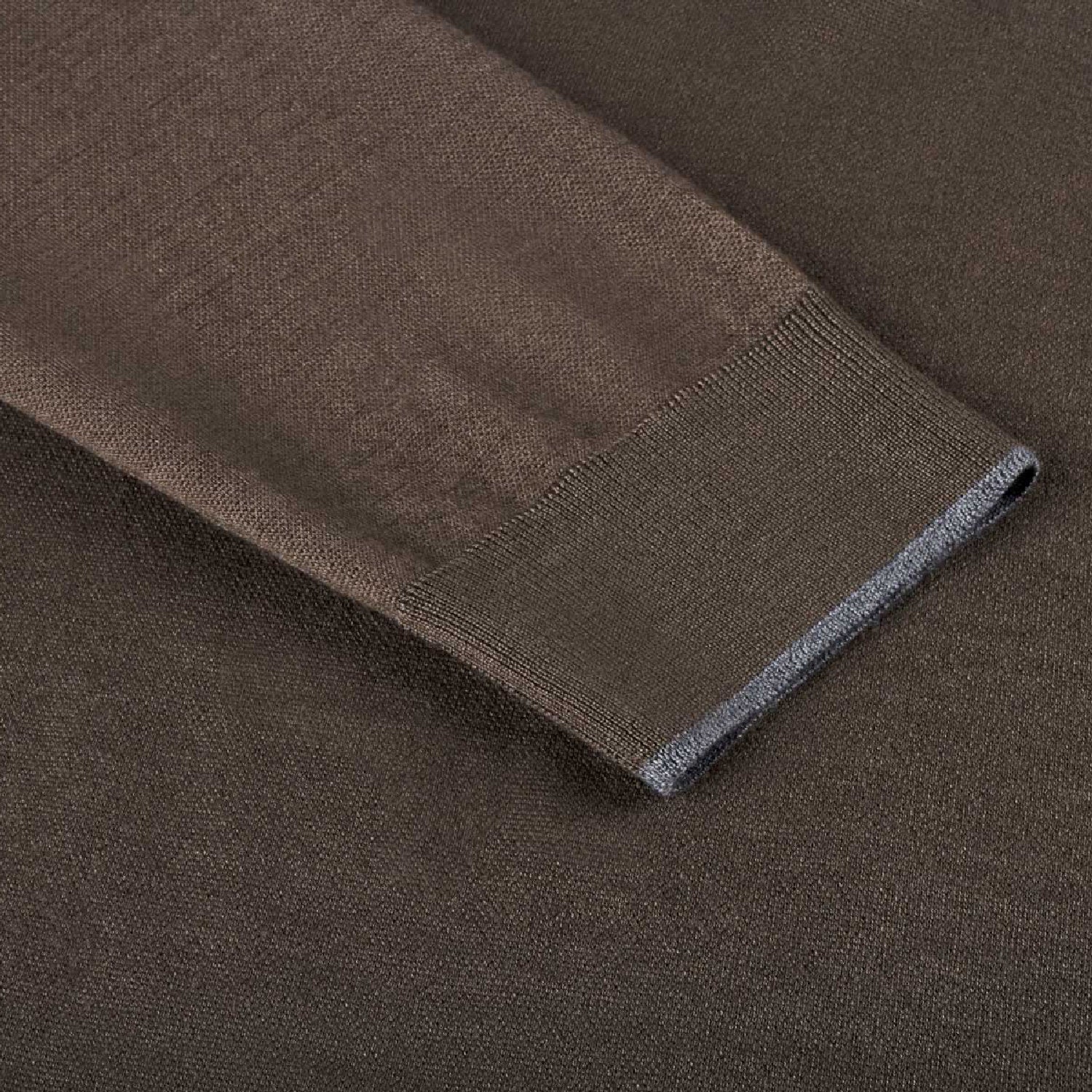 Zipped jumper with wool trim - Brown & Grey