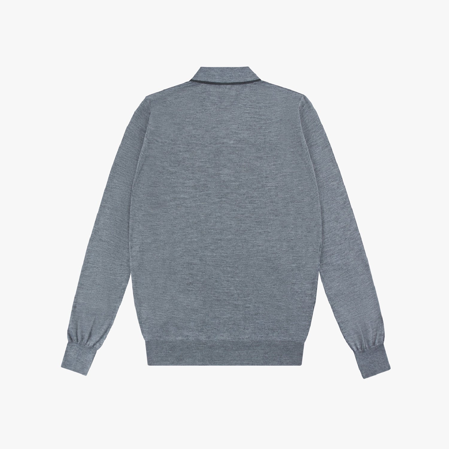 Polo-pull à motif texturé zippé en laine - Gris