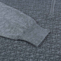 Polo-pull à motif texturé zippé en laine - Gris