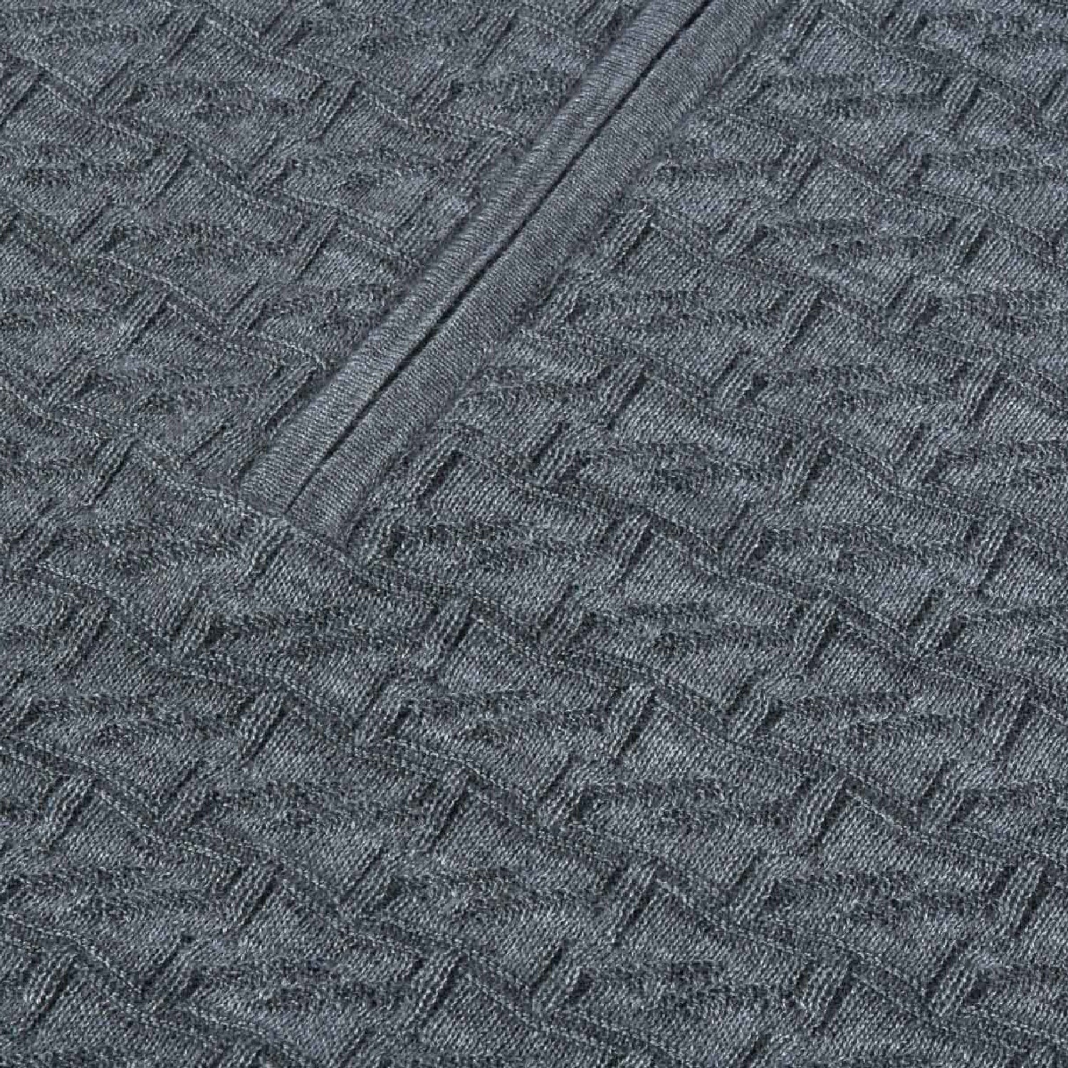 Polo-pull à motif texturé zippé en laine - Gris