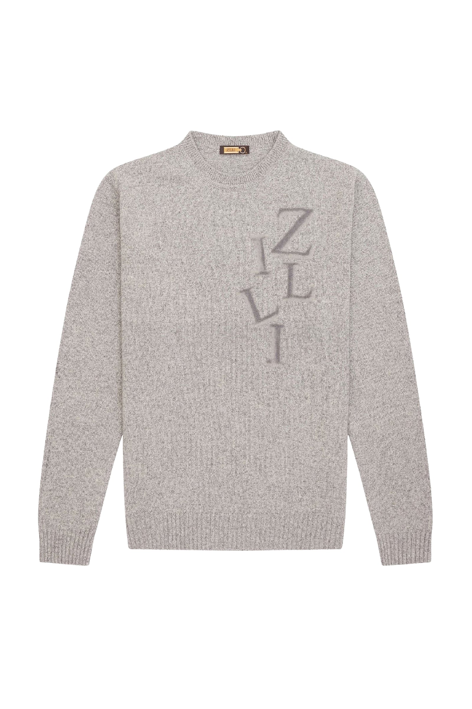 Pull à inscription en laine - Gris