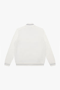 Ribbed herringbone bomber in silk - White & Grey
