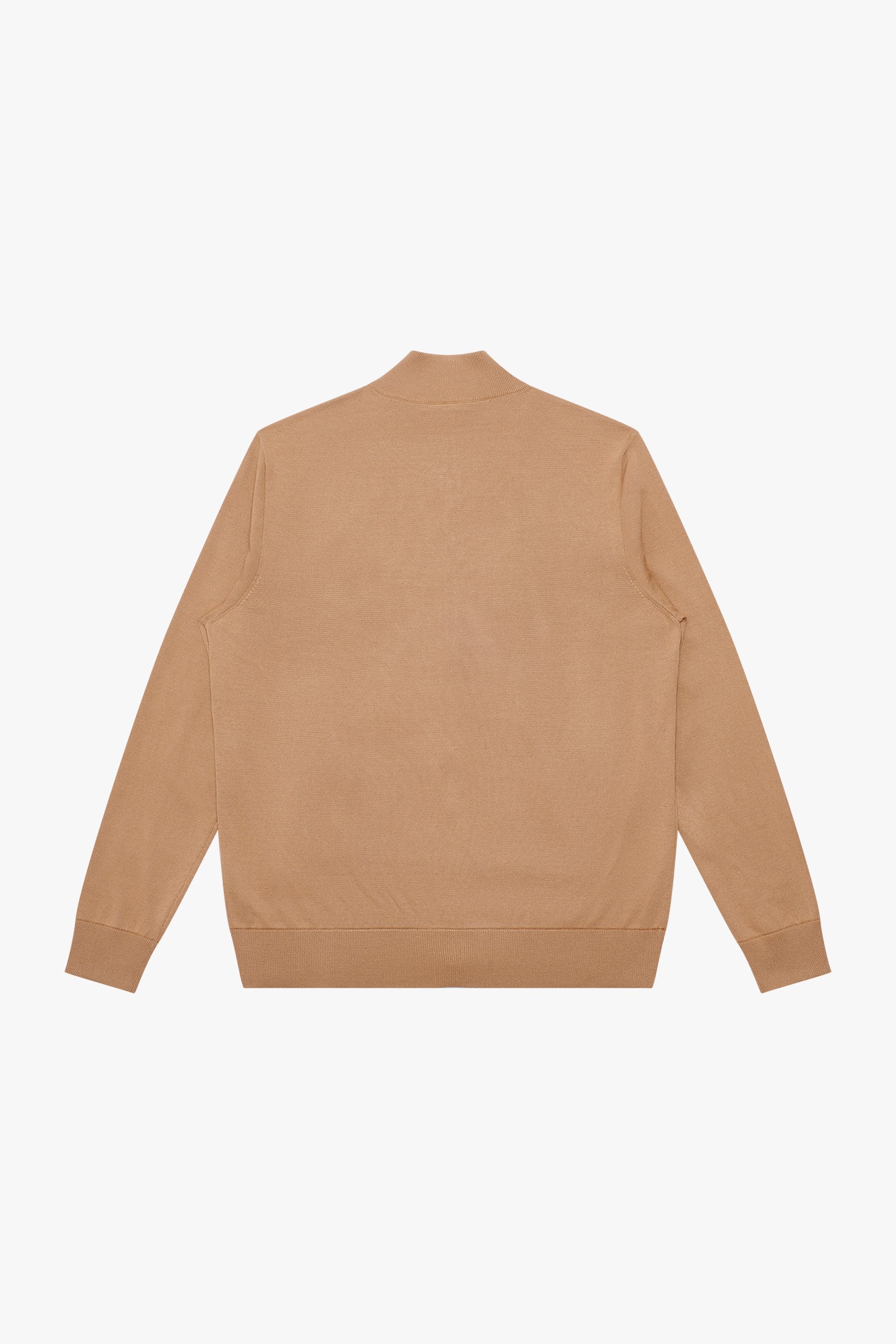 Textured silk blend zip-up cardigan - Camel