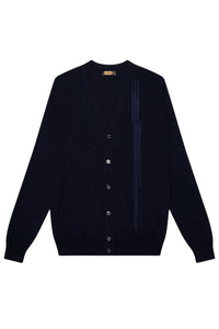 Cardigan à broderie graphique en soie - Bleu