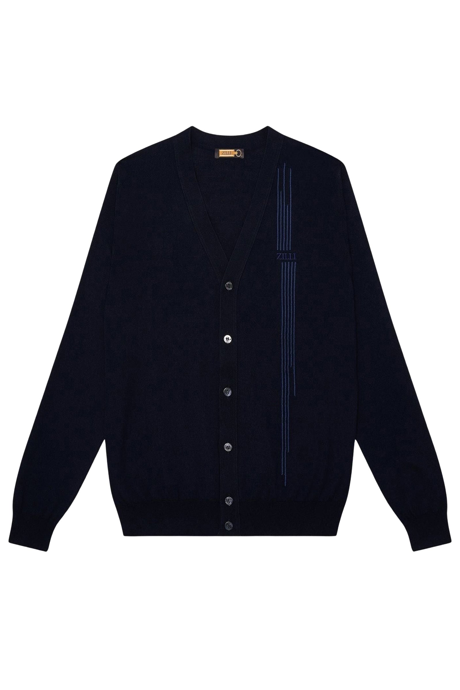 Cardigan à broderie graphique en soie - Bleu