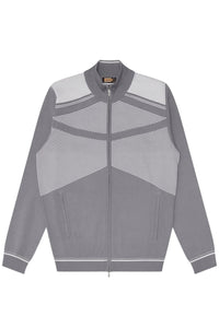 Blouson à motif géométrique en soie - Gris & Blanc