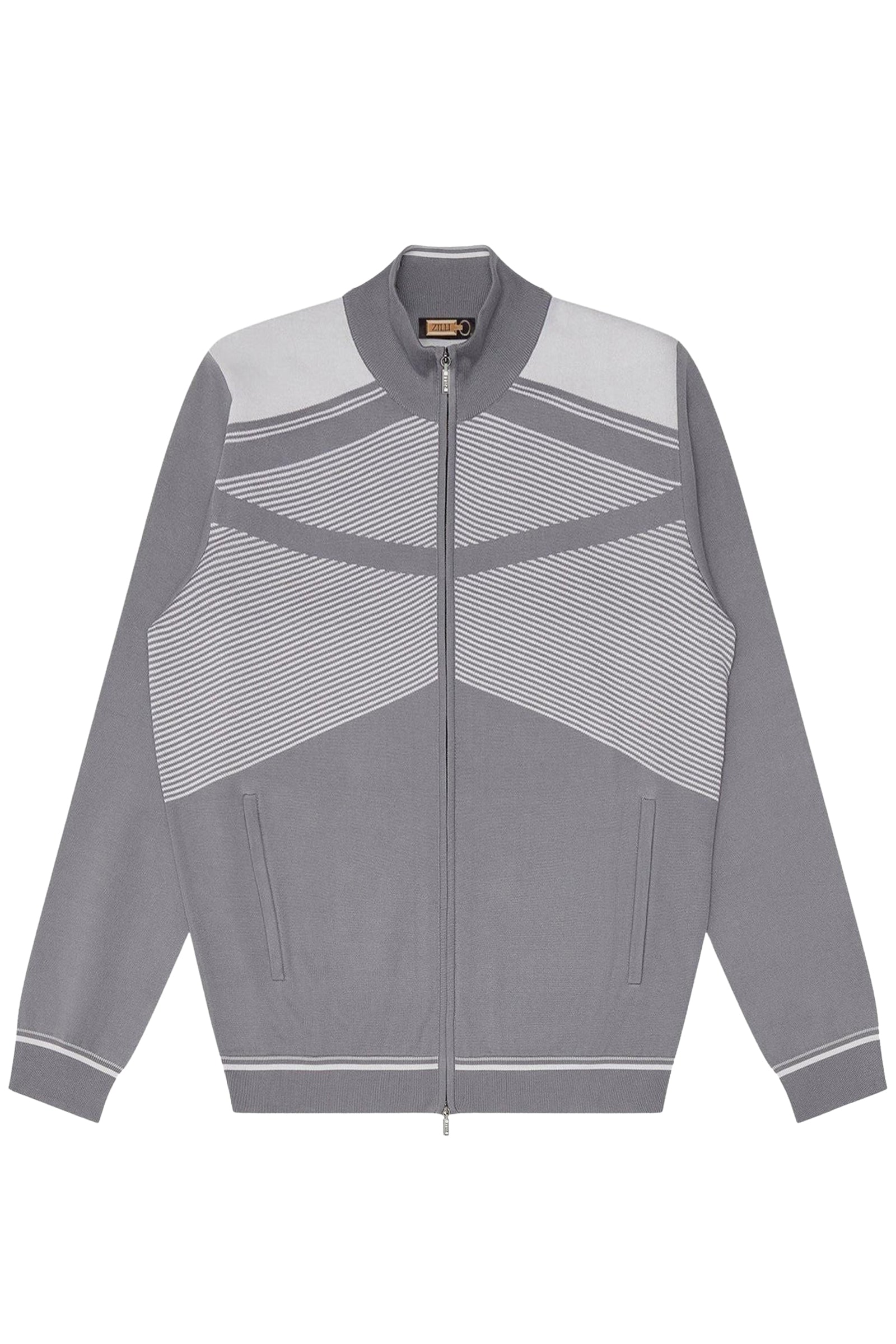 Blouson à motif géométrique en soie - Gris & Blanc