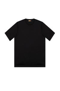 T-shirt à logo brodé et col rond côtelé - Noir