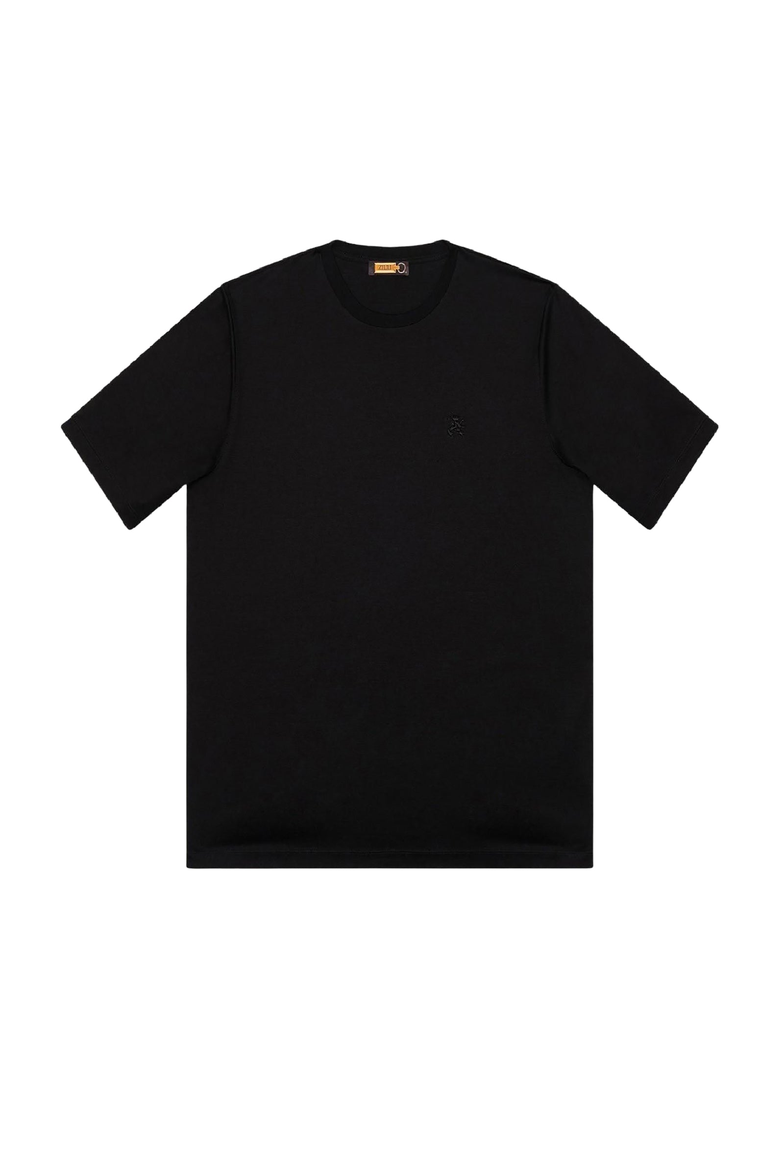 T-shirt à logo brodé et col rond côtelé - Noir