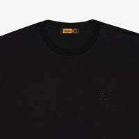 T-shirt à logo brodé et col rond côtelé - Noir