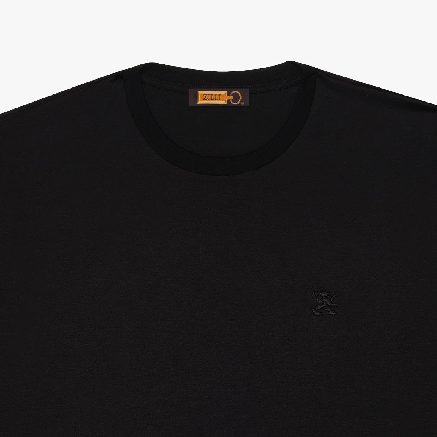 T-shirt à logo brodé et col rond côtelé - Noir