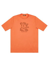 T-shirt à motif ton sur ton - Orange