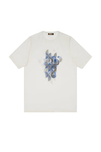 T-shirt à col rond et motif géométrique - White Blue
