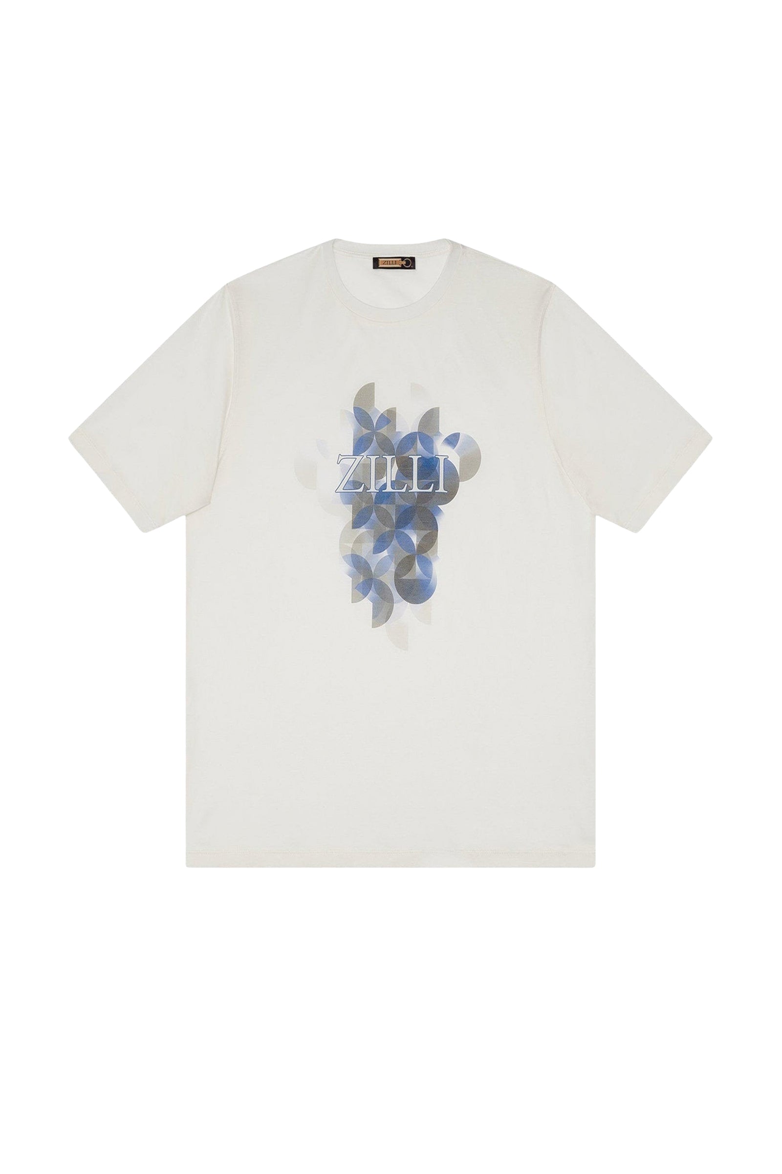 T-shirt à col rond et motif géométrique - White Blue