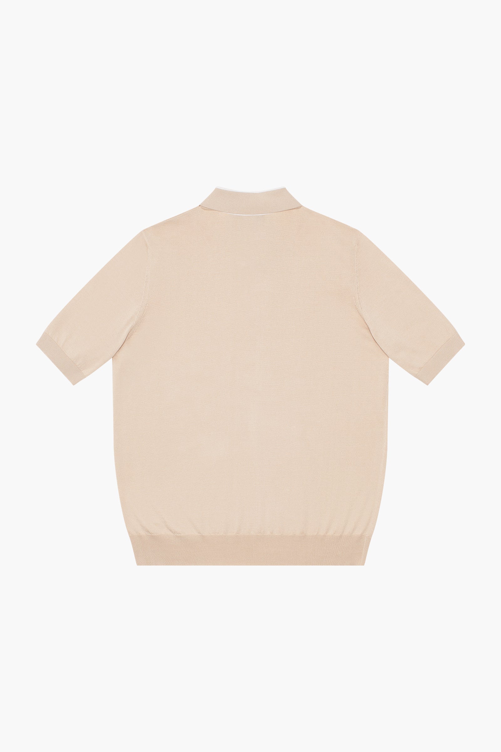 Silk ribbed polo shirt - Beige & White