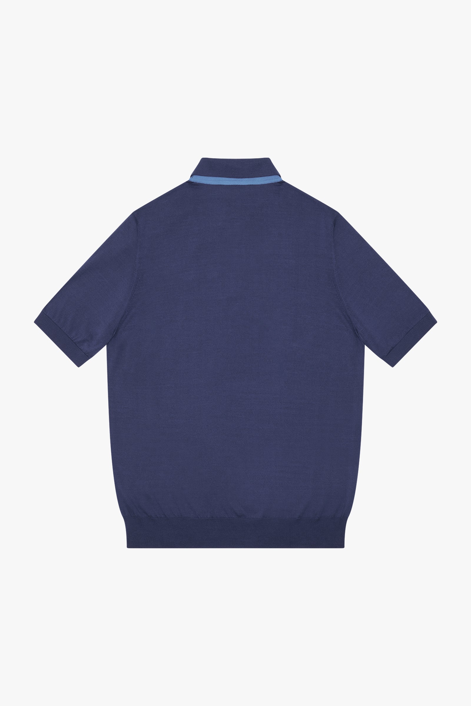 Polo à col en soie mélangée - Bleu