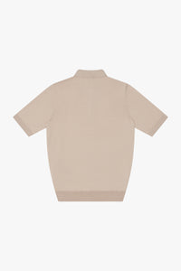 Graphic silk polo shirt - Beige & White