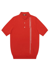 Striped silk blend polo shirt - Red