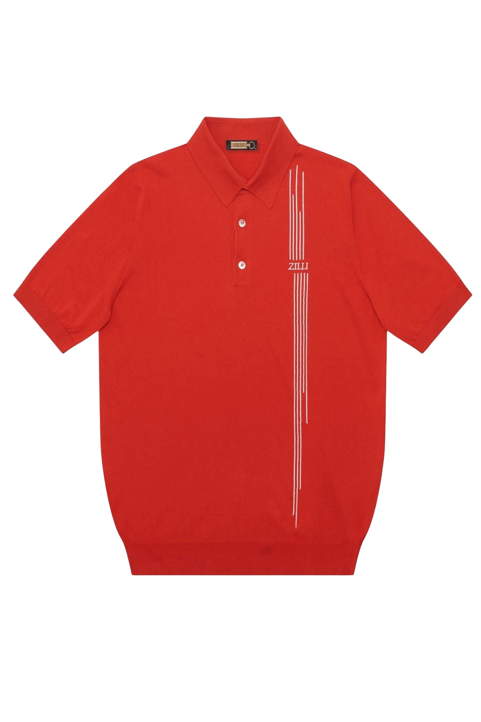 Striped silk blend polo shirt - Red
