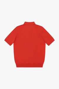 Striped silk blend polo shirt - Red