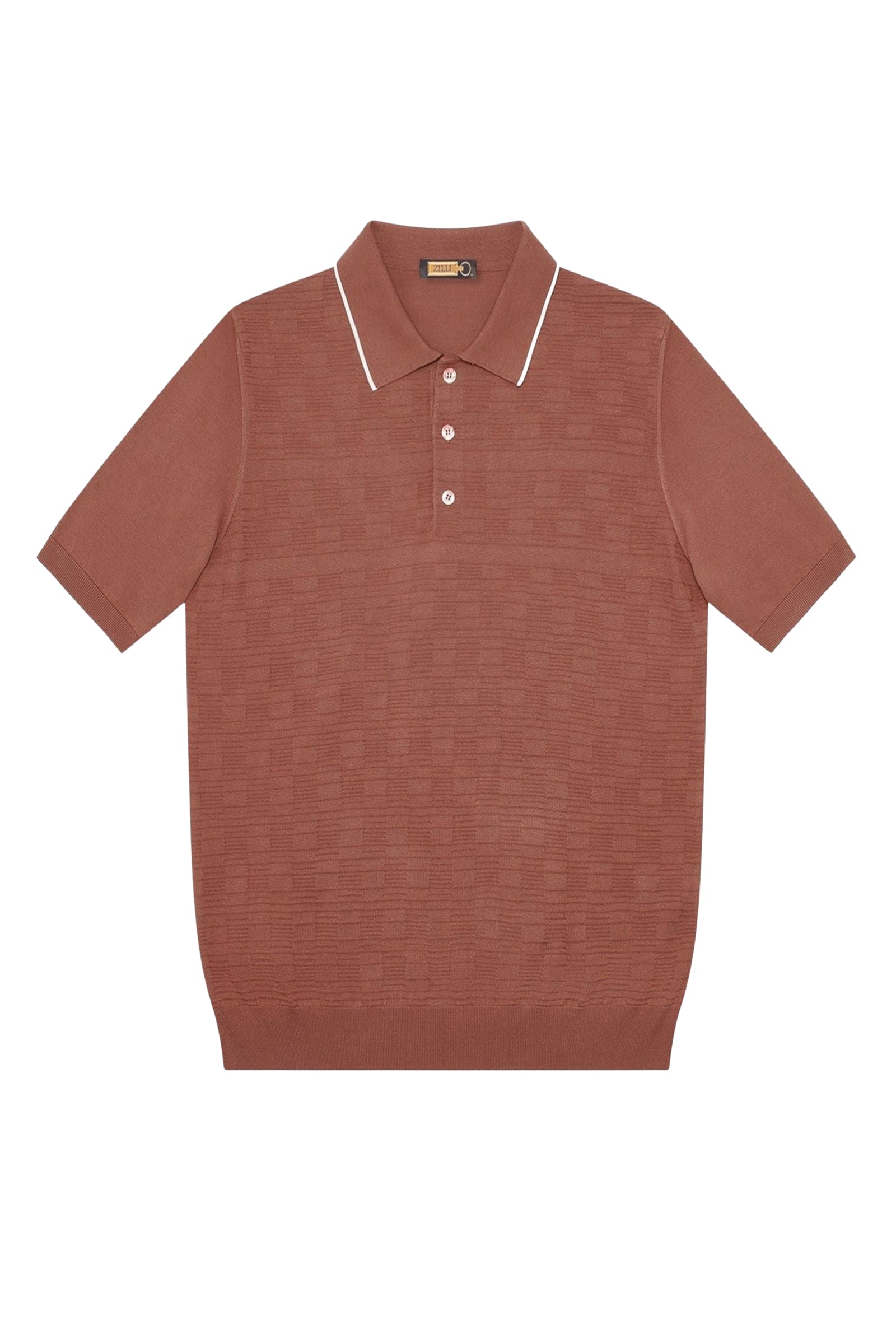 Textured silk blend polo shirt - Copper