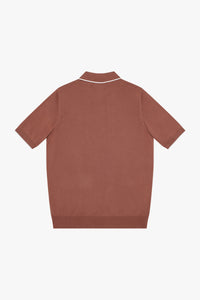Textured silk blend polo shirt - Copper