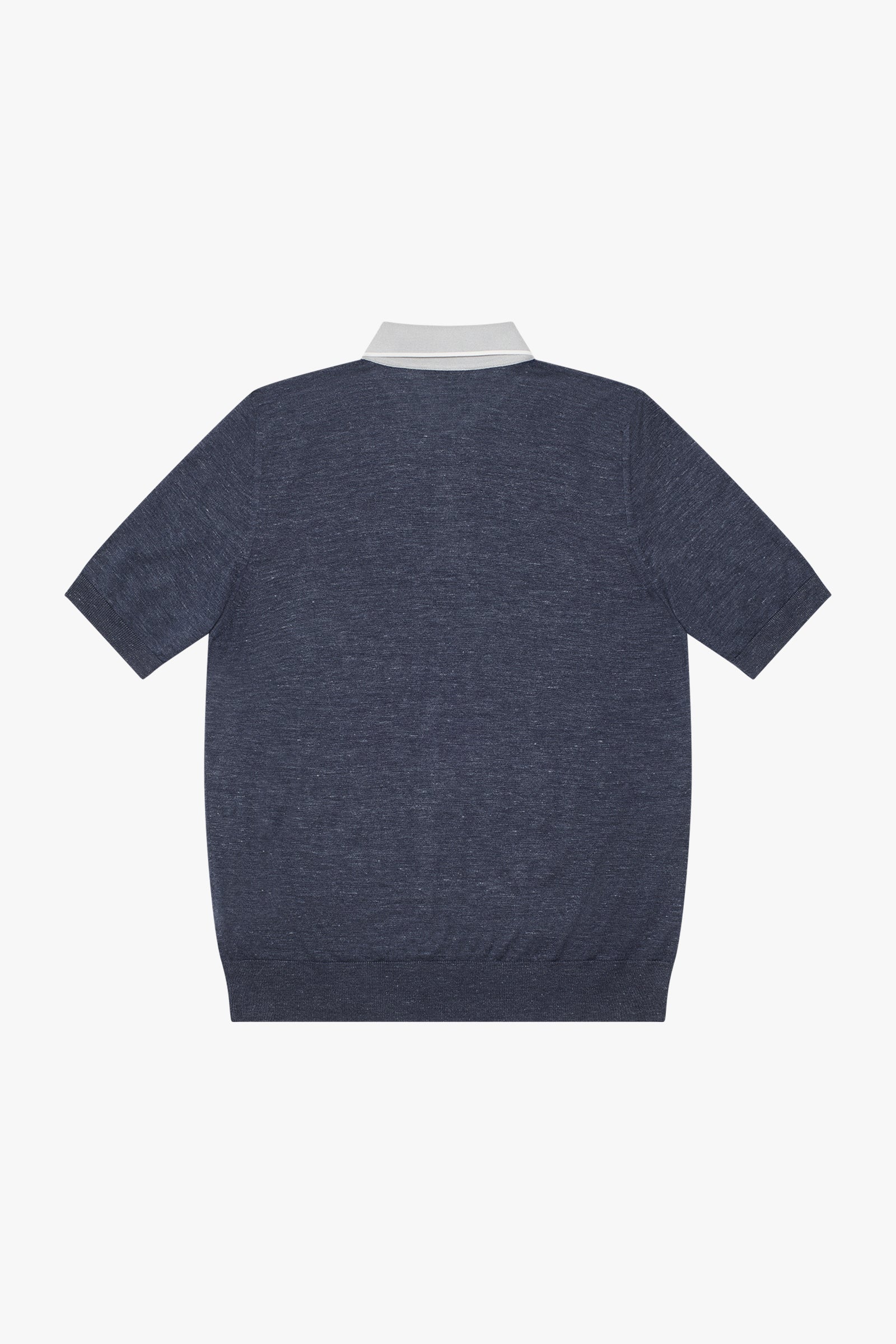 Polo shirt with embroidered heraldic motif in mixed silk - Blue