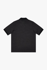 Geometric silk blend polo shirt - Black