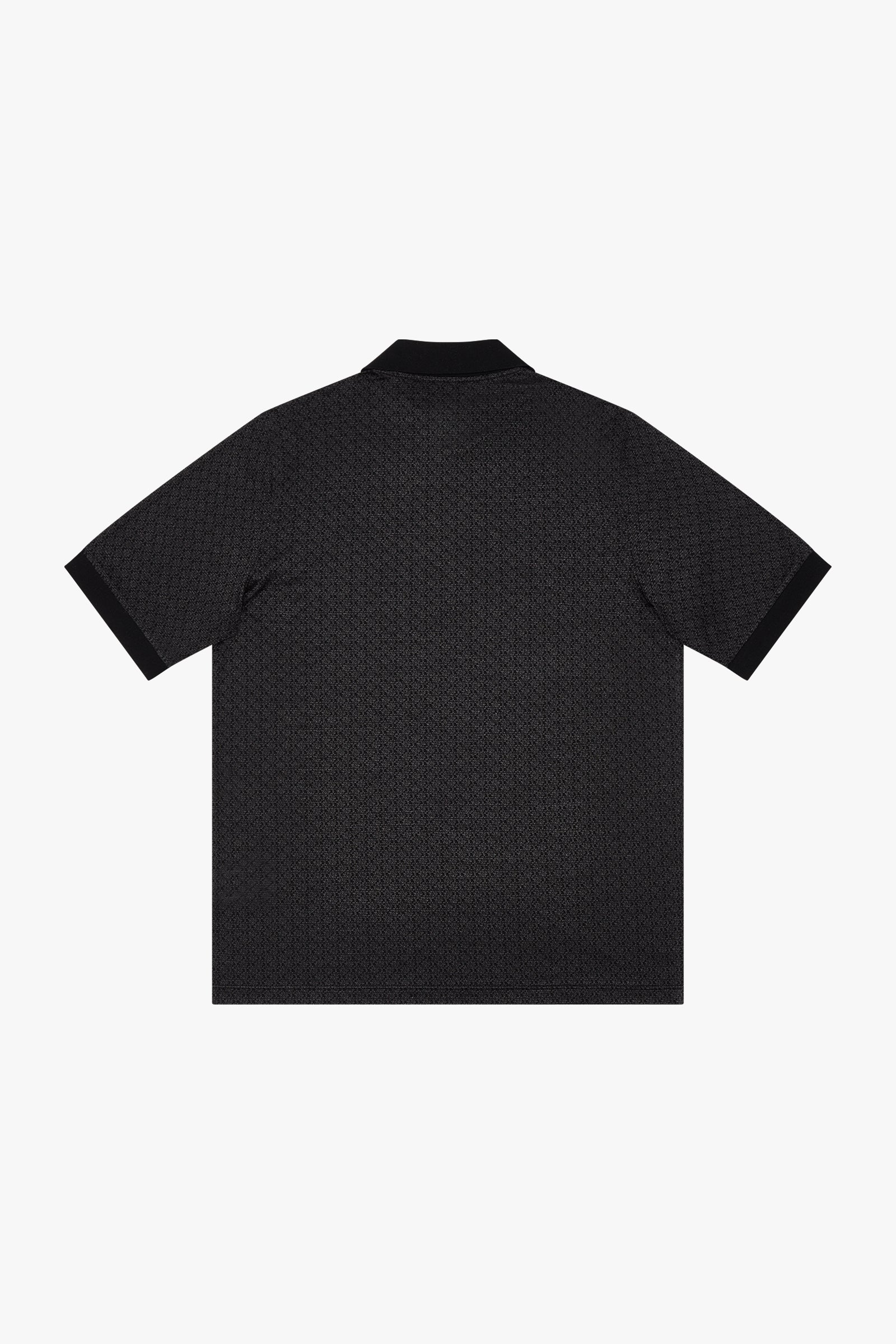 Geometric silk blend polo shirt - Black