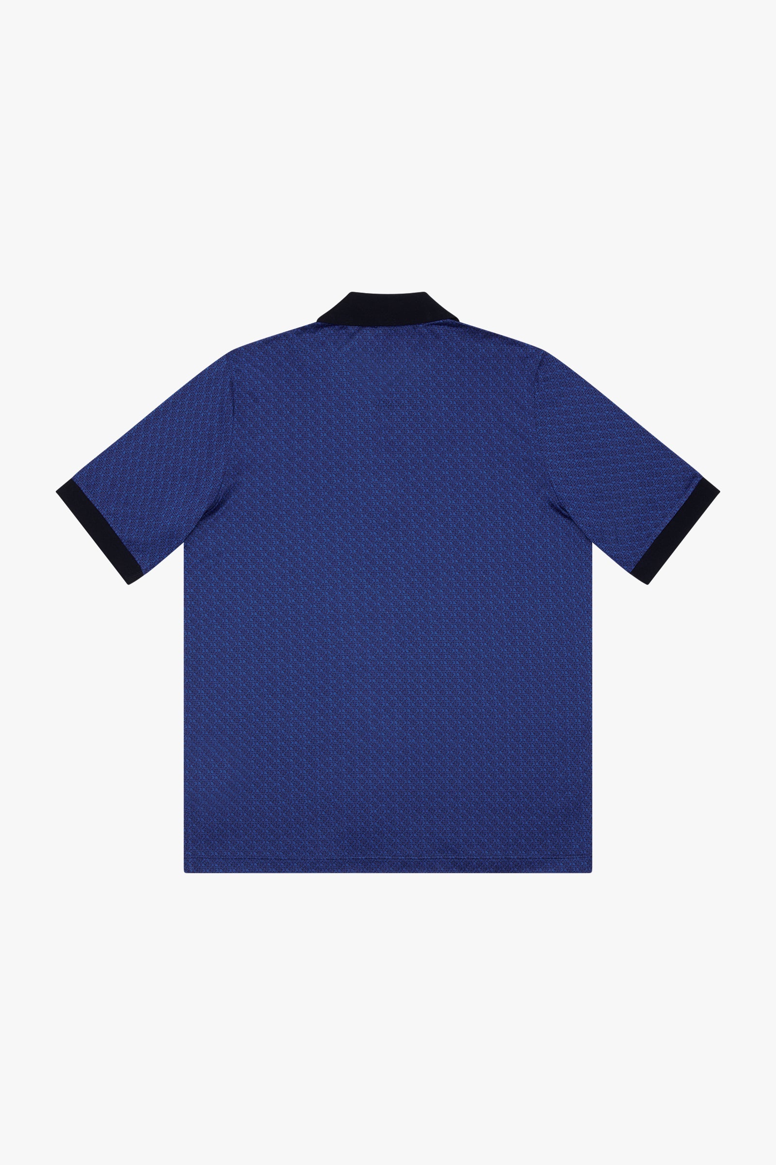 Polo à motif géométrique en soie mélangée - Bleu & Noir