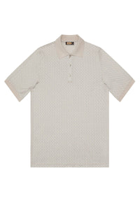 Polo à motif géométrique en soie mélangée - Beige