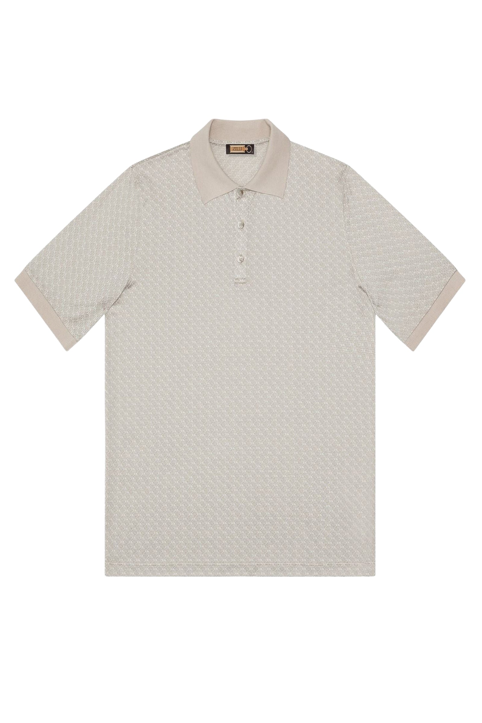 Polo à motif géométrique en soie mélangée - Beige