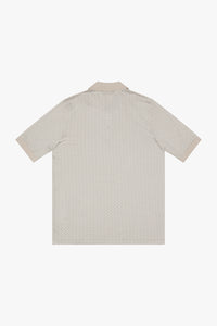 Polo à motif géométrique en soie mélangée - Beige