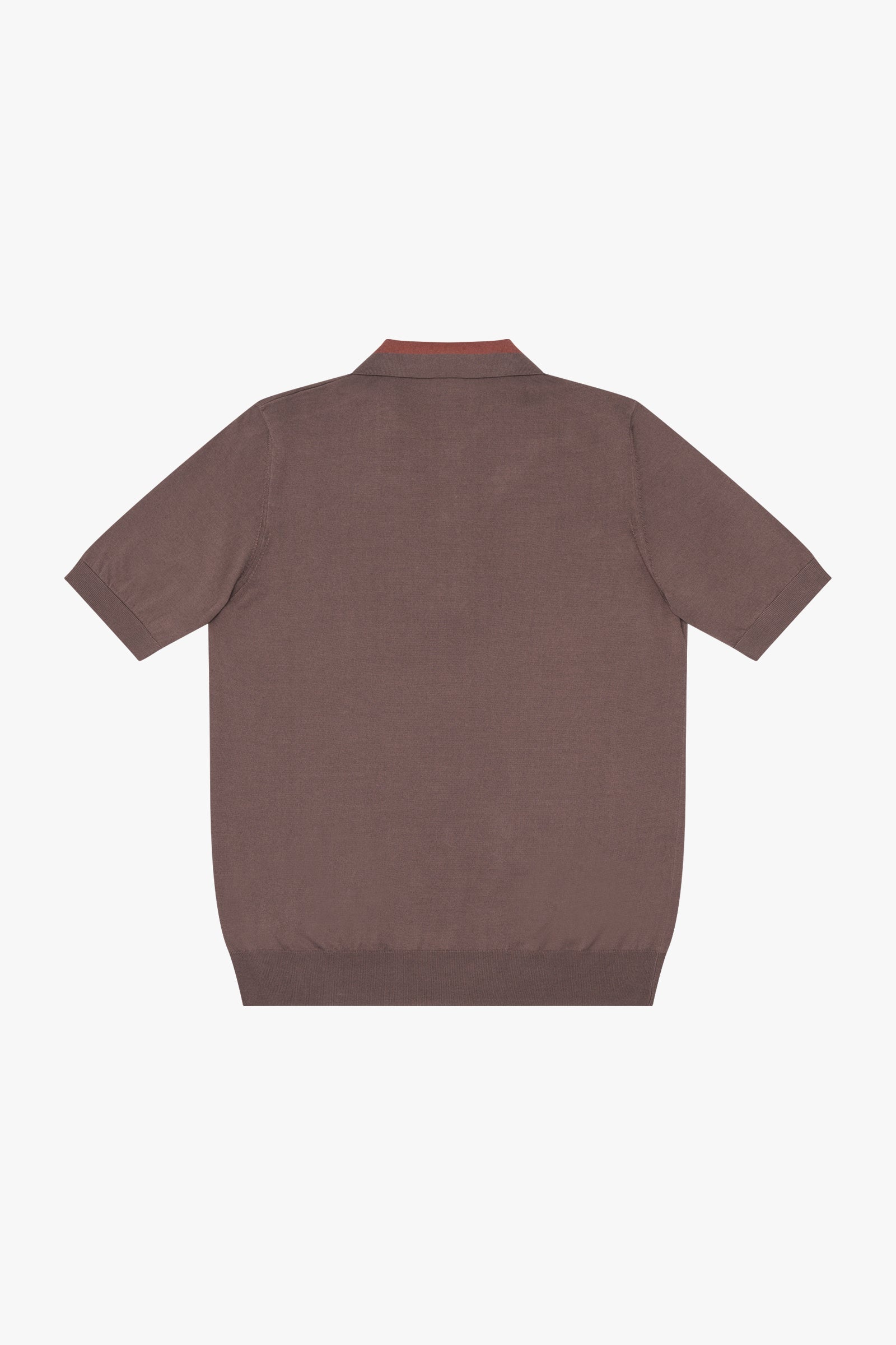 Polo à col zippé en soie - Marron & Orange