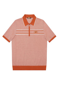 Silk zip polo shirt - Orange