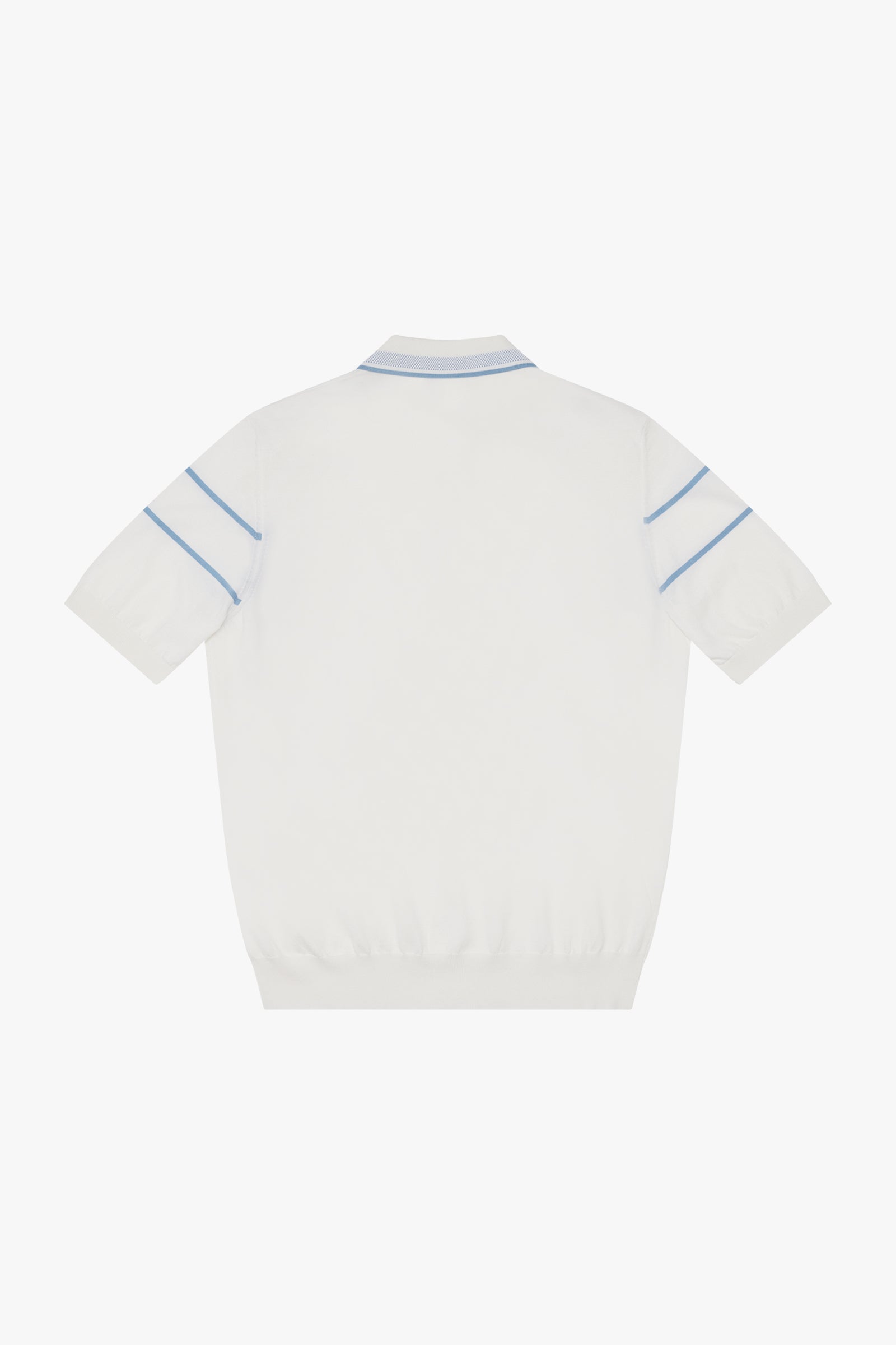 Polo à rayures zippé en soie mélangée - Blanc & Bleu