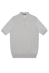 Geometric silk zip polo shirt - Grey