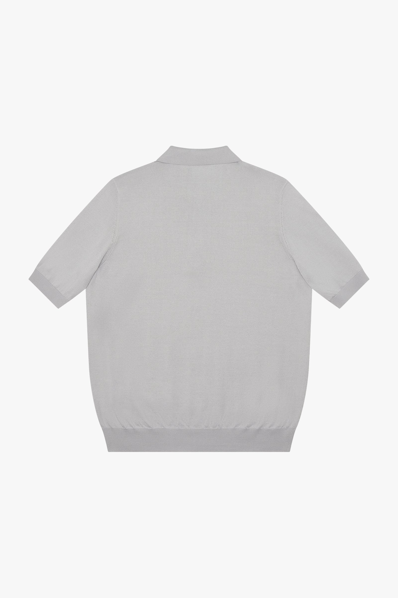 Geometric silk zip polo shirt - Grey
