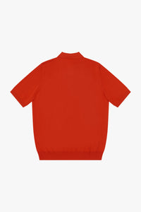 Polo à motif texturé zippé en soie - Orange