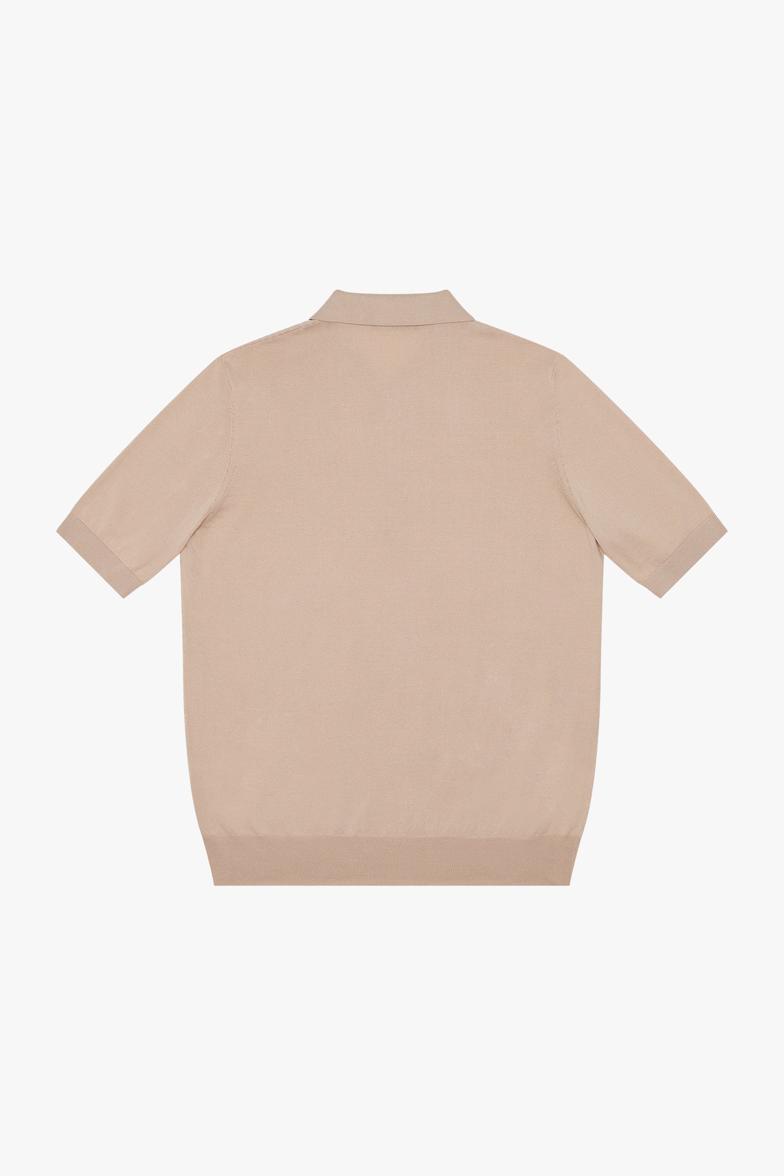Polo à maille texturée zippé en soie - Beige