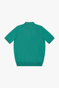 Polo à motif géométrique tissé en soie - Vert