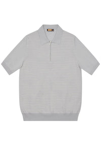 Polo maille texturée zippé en soie - Gris