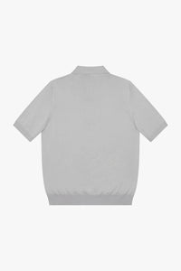 Polo maille texturée zippé en soie - Gris