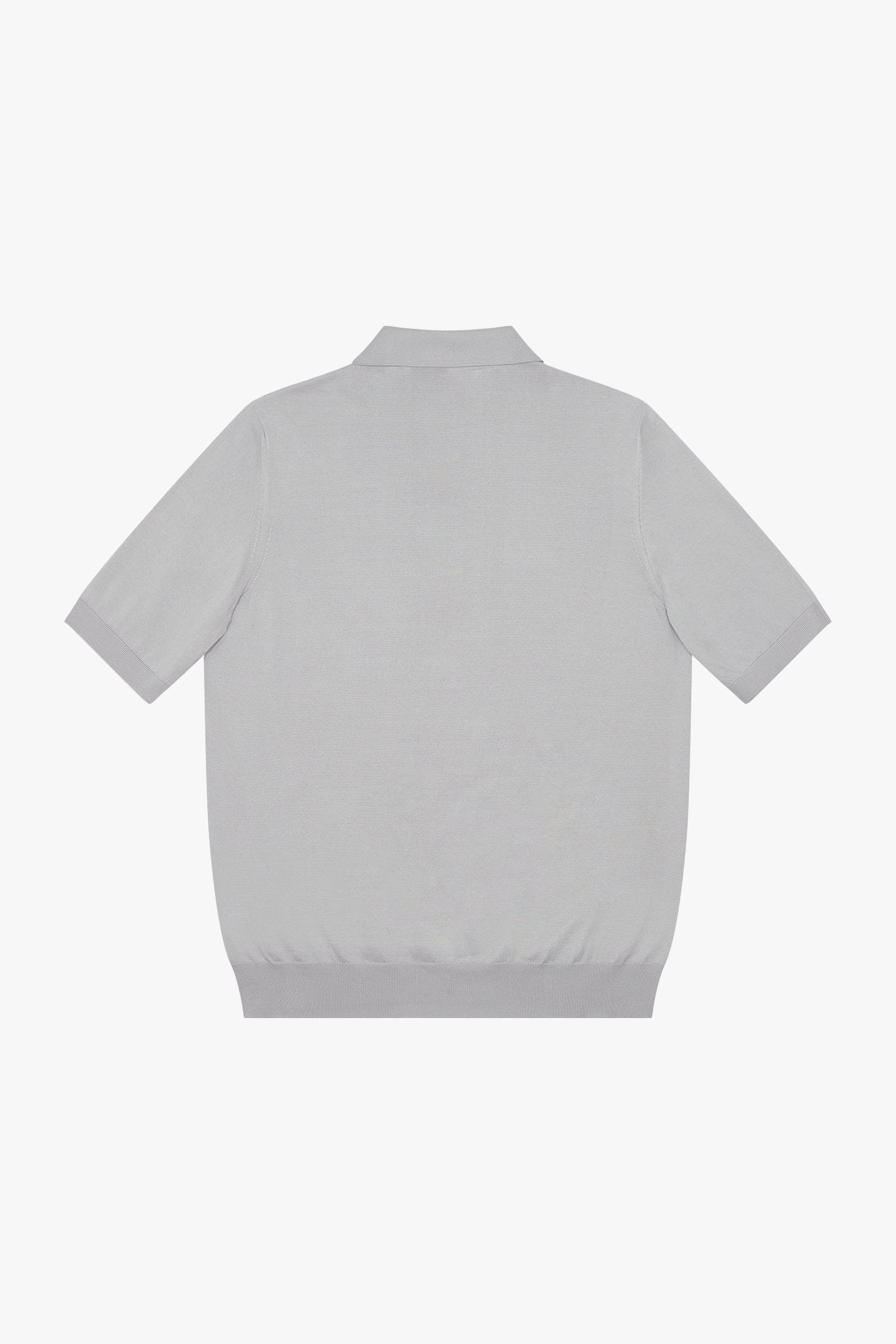 Polo maille texturée zippé en soie - Gris