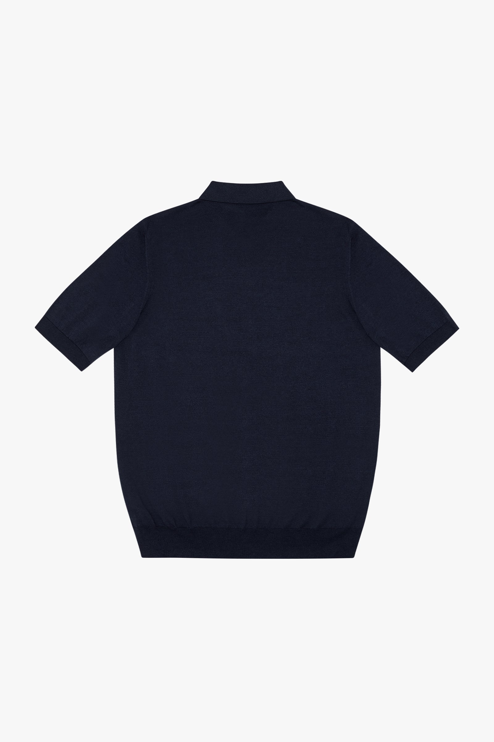 Polo à motif côtelé en soie - Bleu