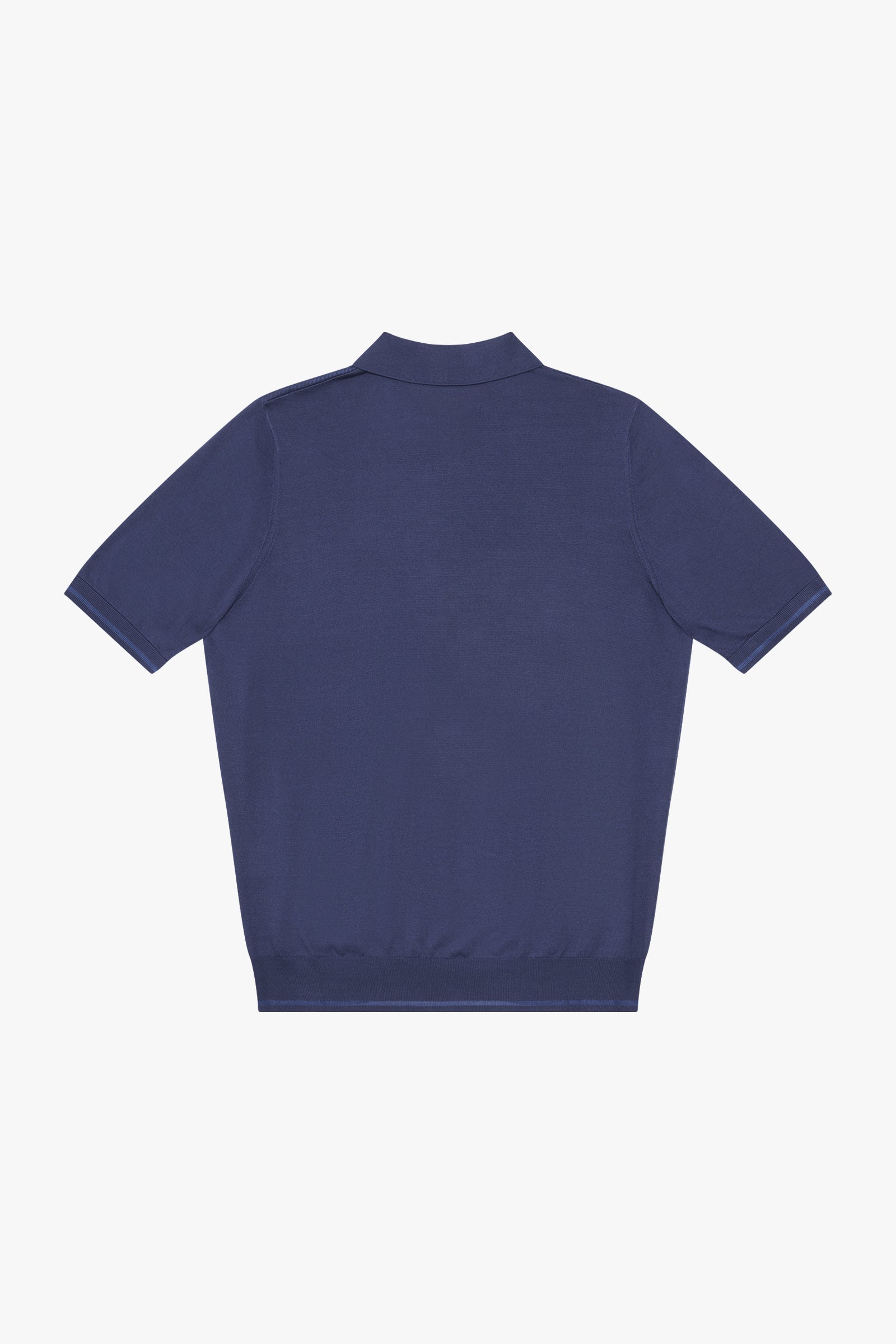 Polo à motif chevrons en soie mélangée - Bleu