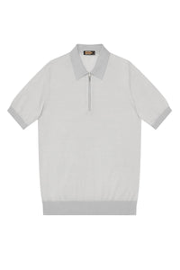 Polo à fermeture zippée en soie - Gris clair