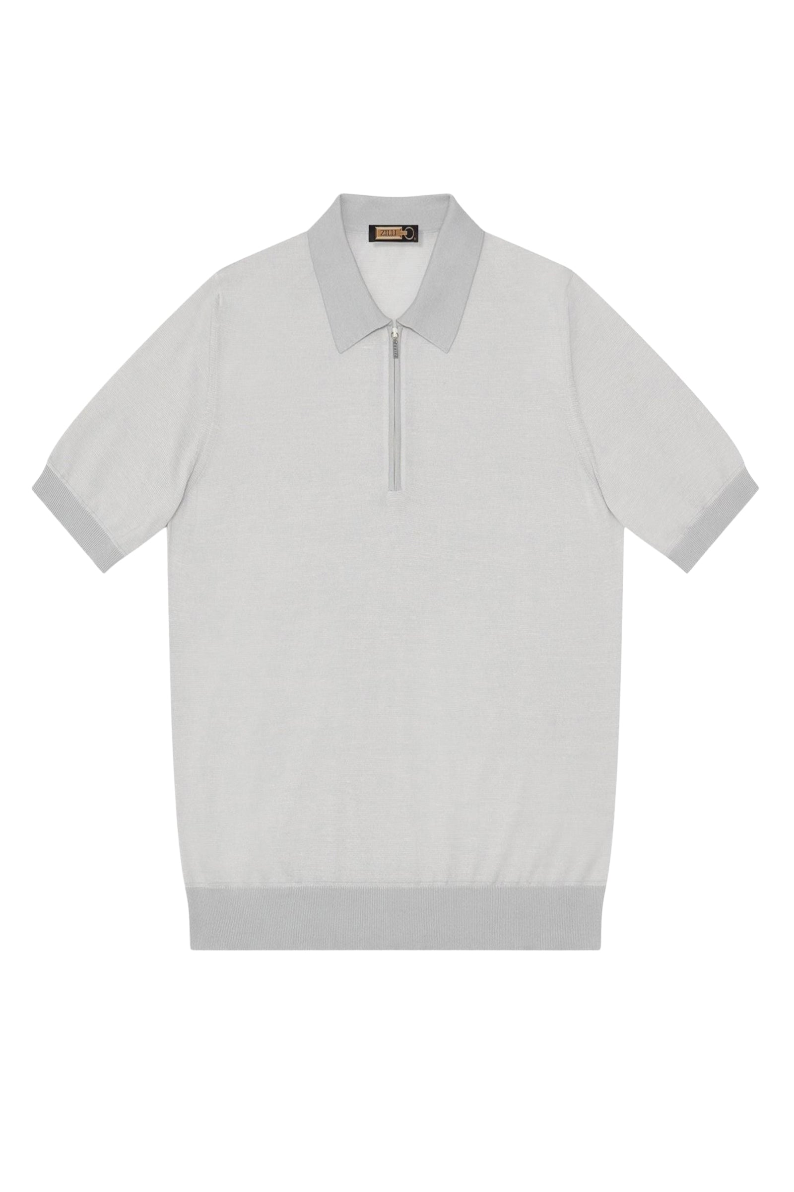 Polo à fermeture zippée en soie - Gris clair