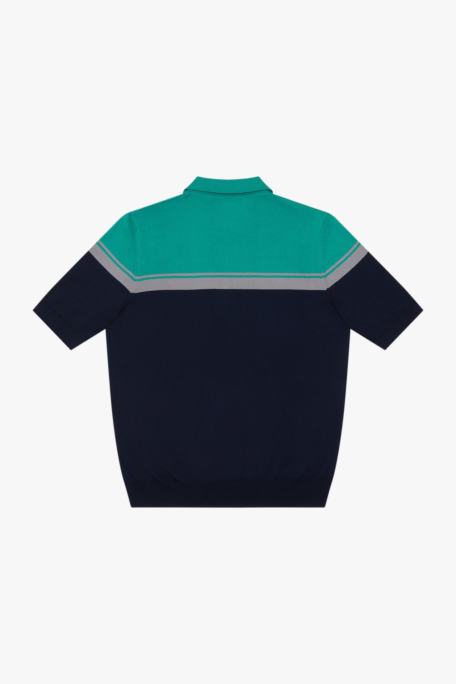 Polo zippé en soie mélangée - Bleu & Vert
